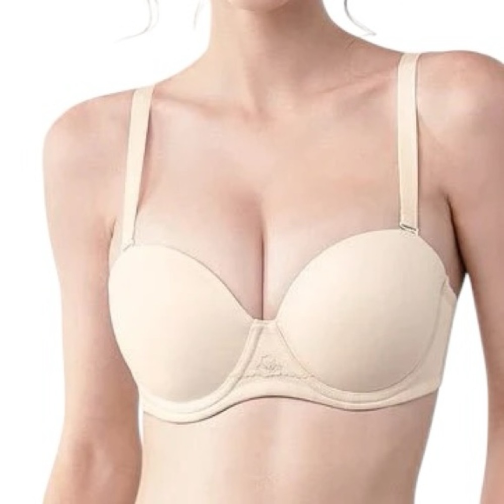 WINGSLOVE womens underwire nude tan convertible strapless 32DDD/F bra NWT